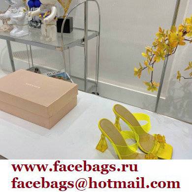 Mach  &  Mach Heel 9.5cm Rose Flower Mules PVC Yellow 2022